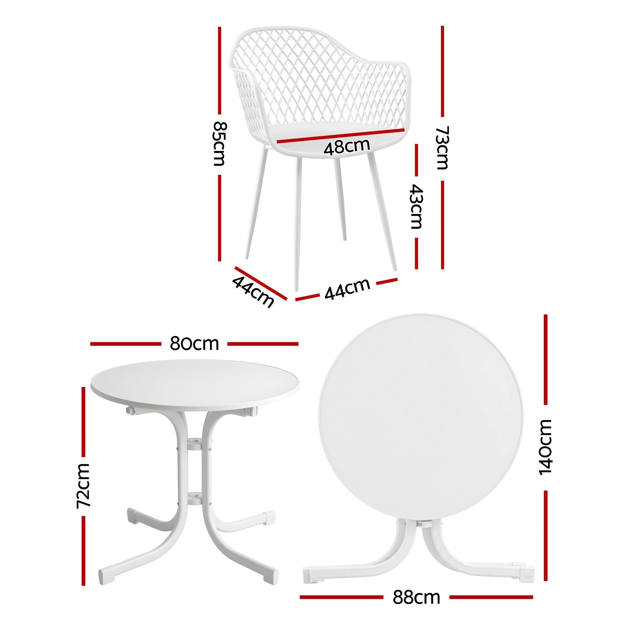 Gardeon 5PCS Outdoor Dining Set Table Chairs Patio Furniture Diamond White