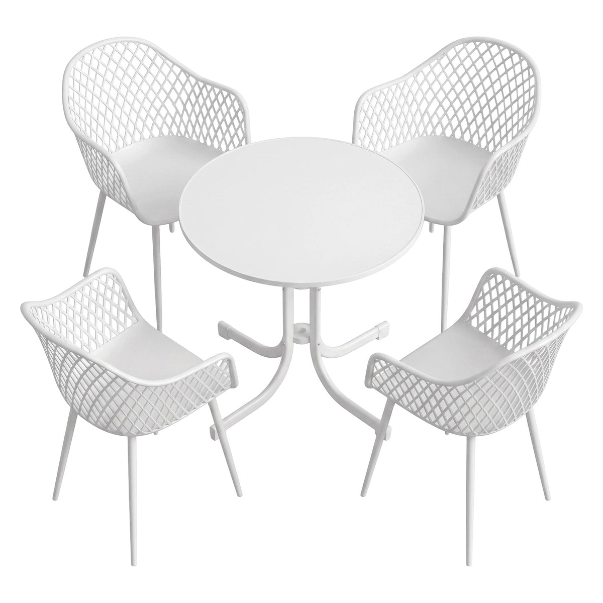 Gardeon 5PCS Outdoor Dining Set Table Chairs Patio Furniture Diamond White