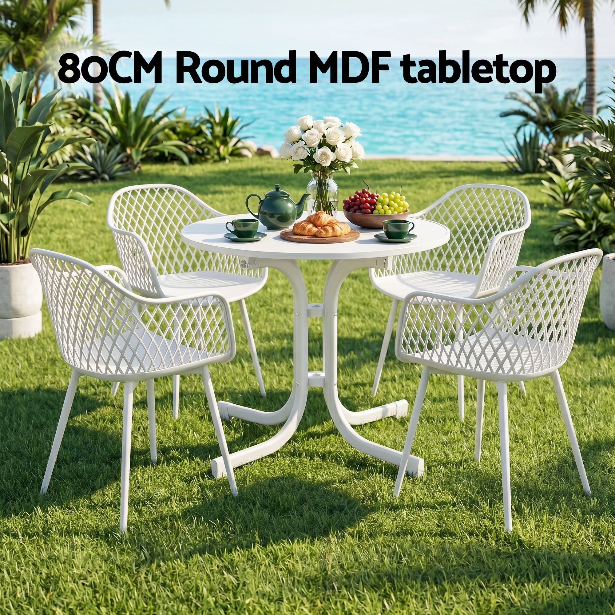 Gardeon 5PCS Outdoor Dining Set Table Chairs Patio Furniture Diamond White