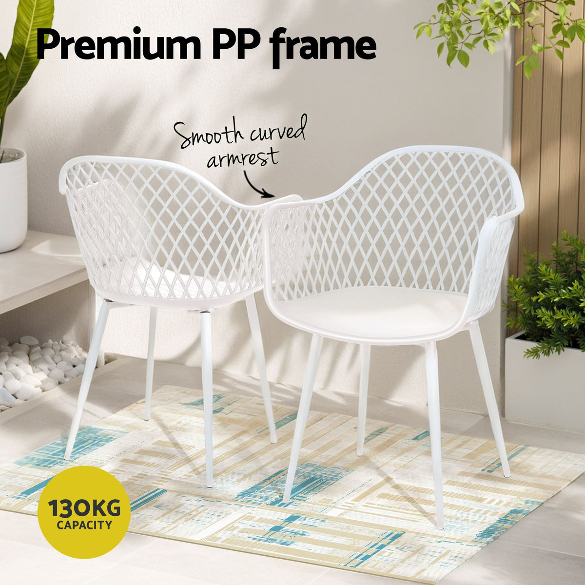 Gardeon 5PCS Outdoor Dining Set Table Chairs Patio Furniture Diamond White