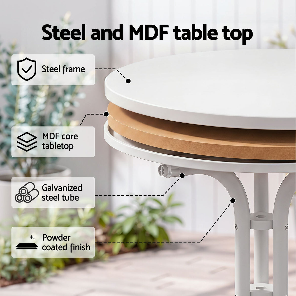 Gardeon 5PCS Outdoor Dining Set Table Chairs Patio Furniture Diamond White