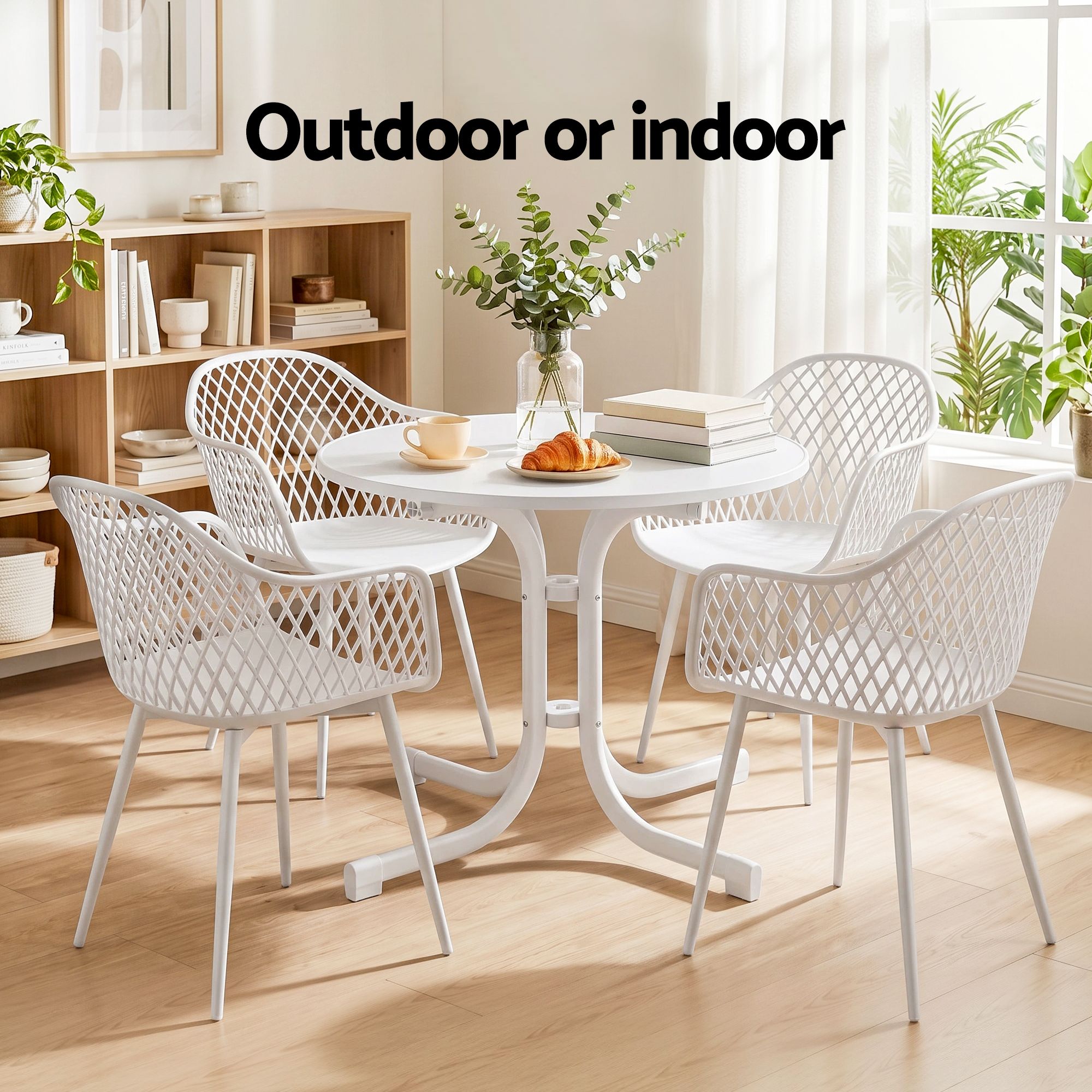 Gardeon 5PCS Outdoor Dining Set Table Chairs Patio Furniture Diamond White