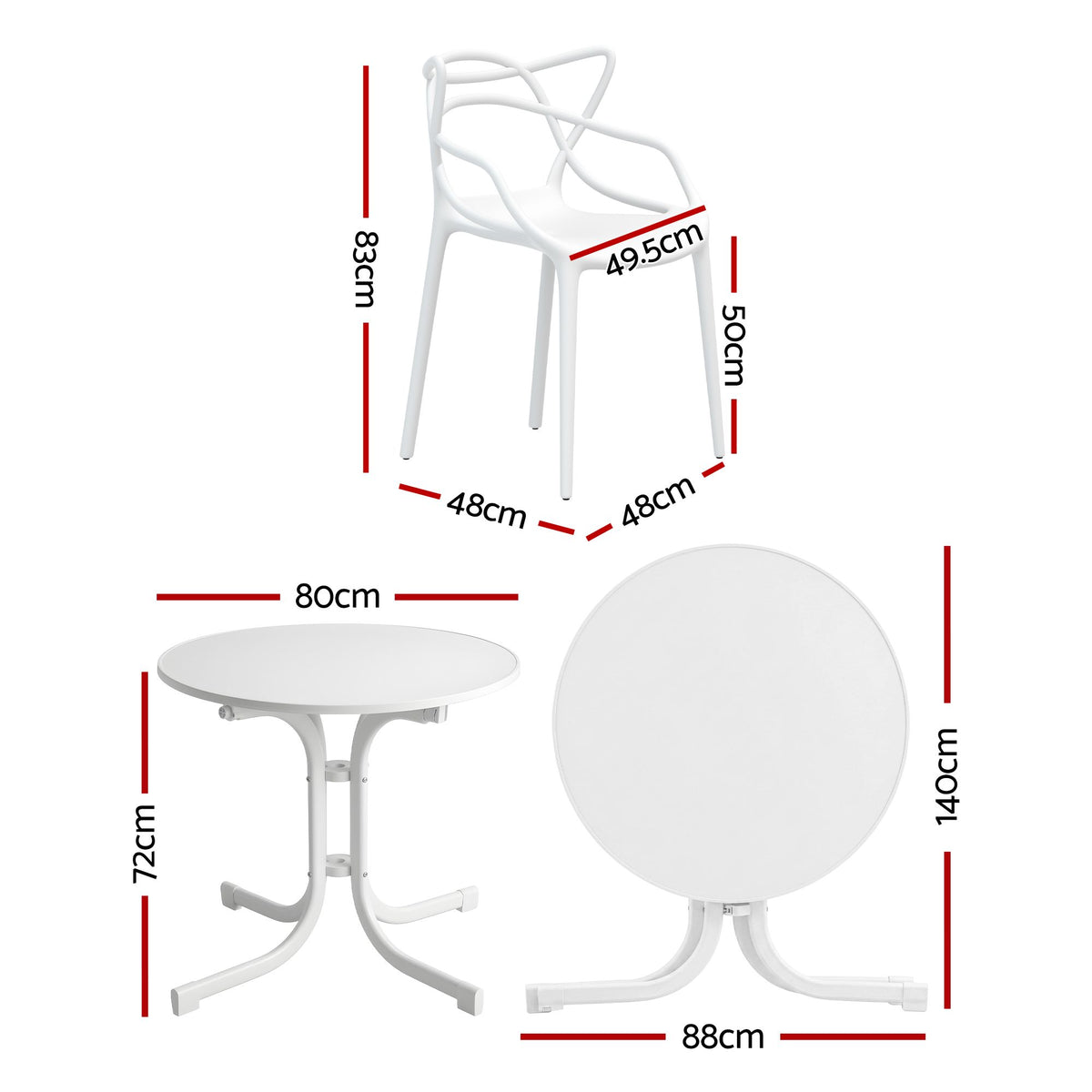 Gardeon 5PCS Outdoor Dining Set Table Chairs Garden Furniture Entwine White