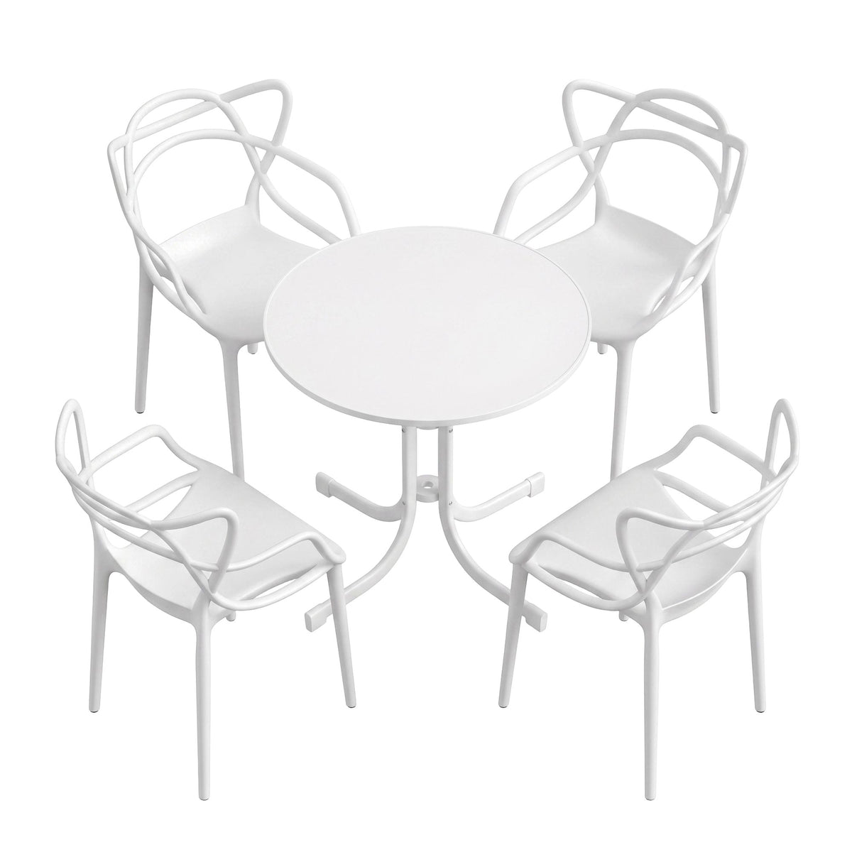 Gardeon 5PCS Outdoor Dining Set Table Chairs Garden Furniture Entwine White