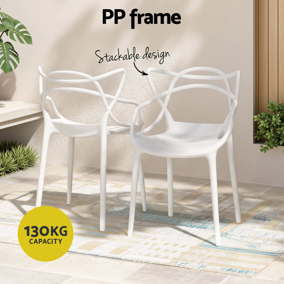 Gardeon 5PCS Outdoor Dining Set Table Chairs Garden Furniture Entwine White