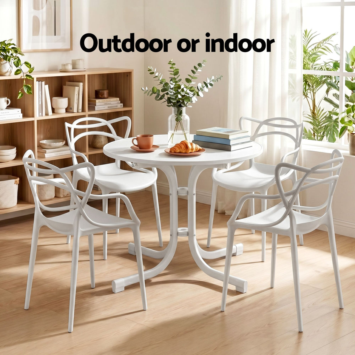 Gardeon 5PCS Outdoor Dining Set Table Chairs Garden Furniture Entwine White