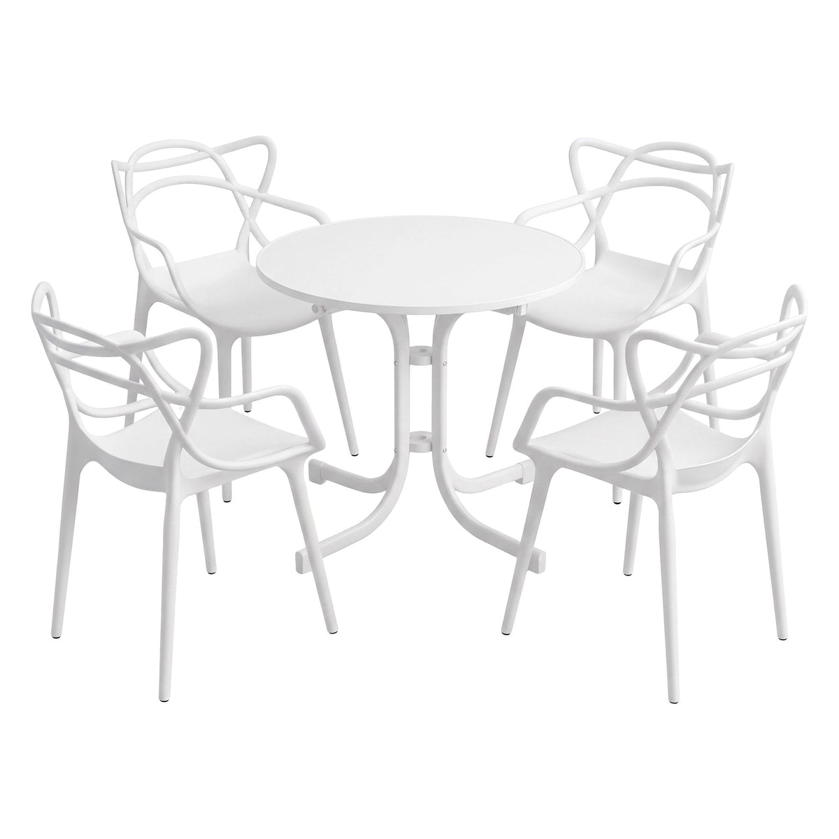 Gardeon 5PCS Outdoor Dining Set Table Chairs Garden Furniture Entwine White
