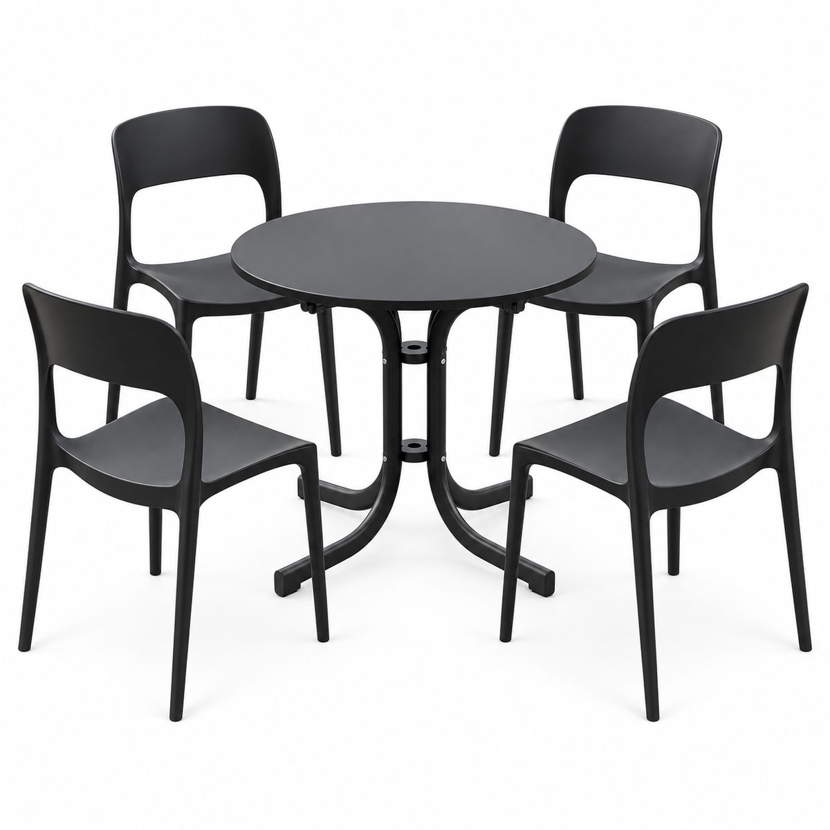 Gardeon 5PCS Outdoor Dining Set Table Chairs Foldable Stainless Steel Black
