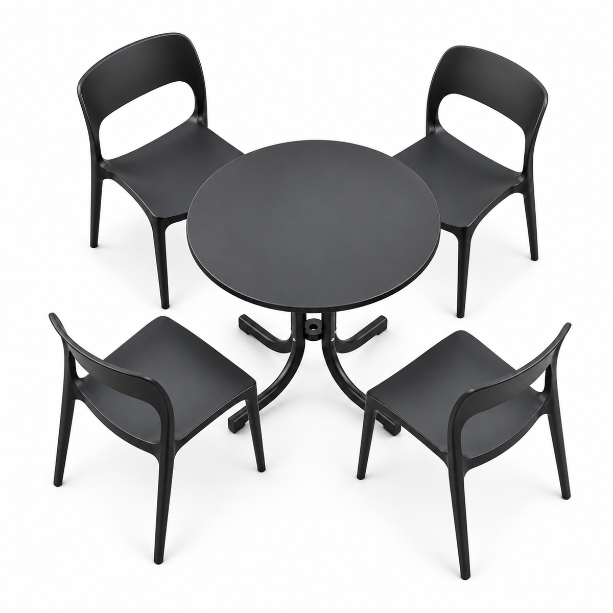 Gardeon 5PCS Outdoor Dining Set Table Chairs Foldable Stainless Steel Black