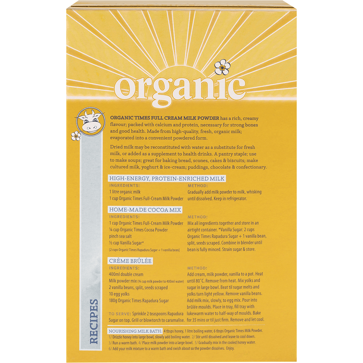 Organic Times Milk Powder Full Cream 300g
