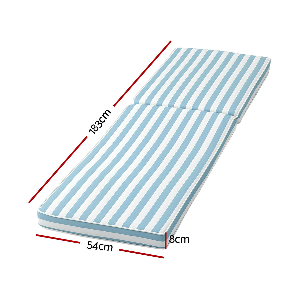 Gardeon Outdoor Chaise Lounge Cushion Chair Pad Sunbed Mattress Blue