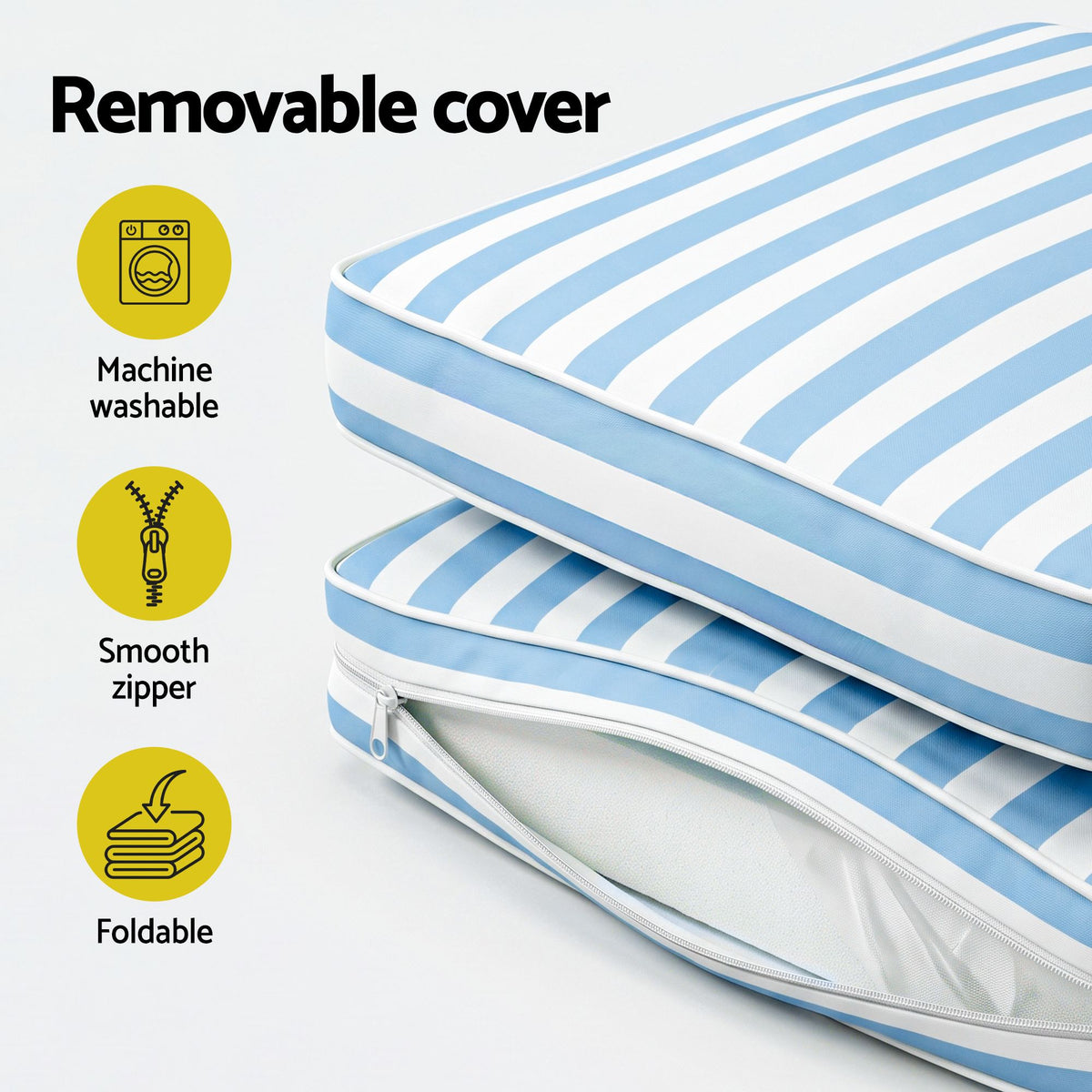 Gardeon Outdoor Chaise Lounge Cushion Chair Pad Sunbed Mattress Blue