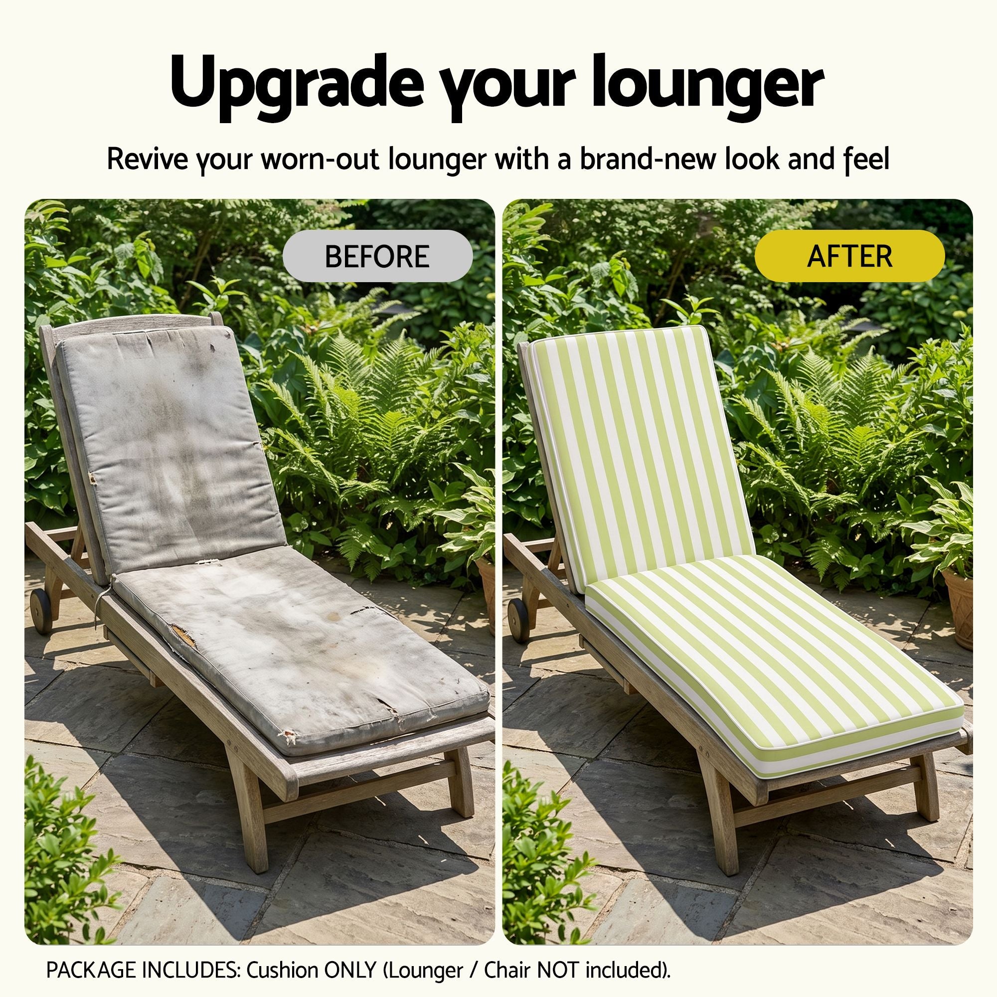Gardeon Outdoor Chaise Lounge Cushion Lounge Chair Pad Sunbed Mattress Green