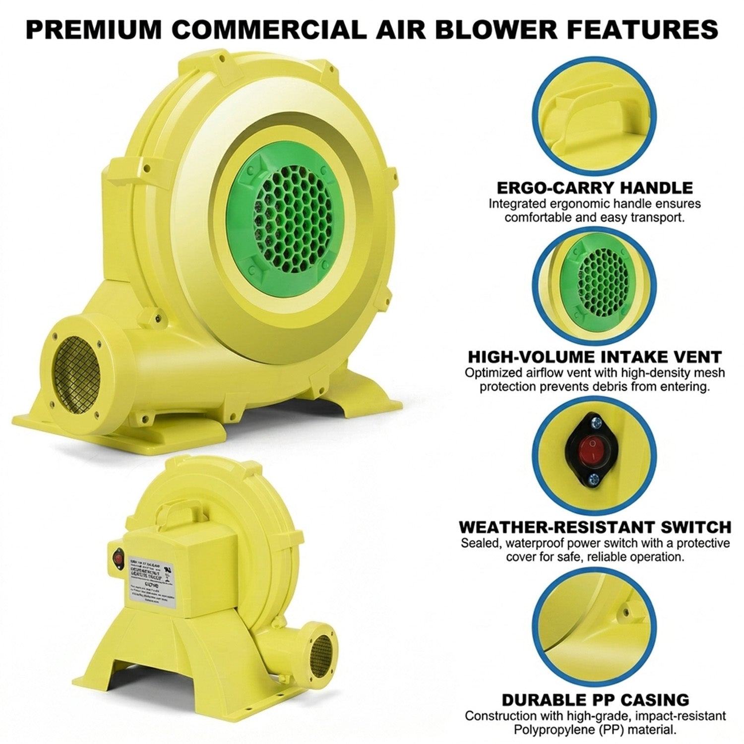 Inflatable Water Park Jumping Castle with 680W Electric Air Blower for Kids