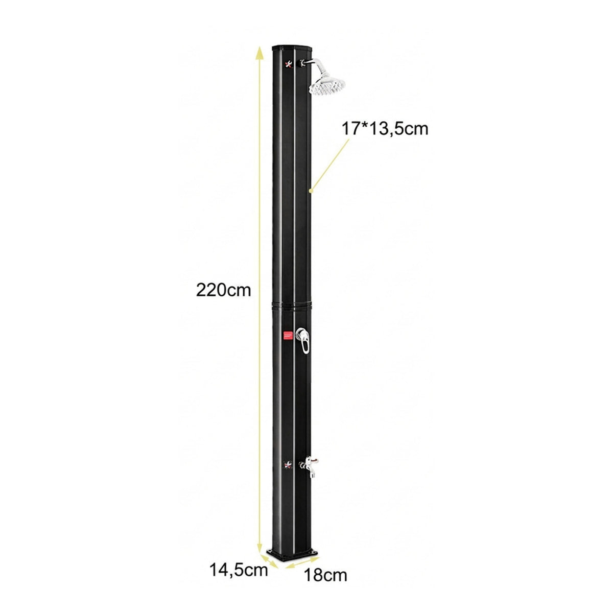 2.2M 35L Outdoor Solar Heated Shower with Free Rotating Shower Head Camping