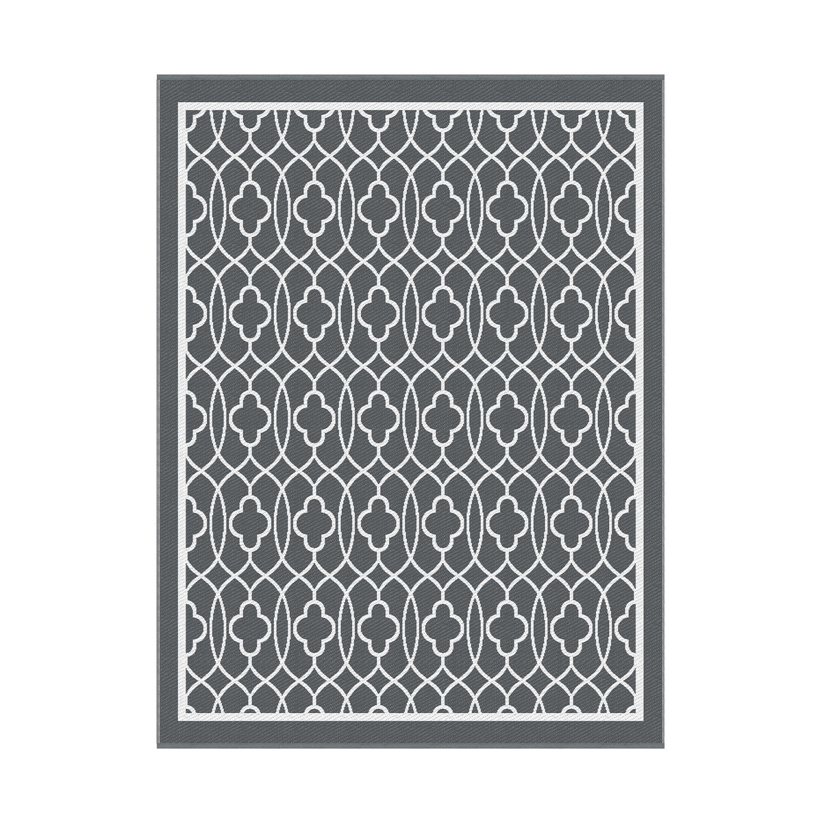 Gardeon Outdoor Rugs 274x366cm Large Carpet Reversible Mat PP Dual-Sided Patio Rug Grey
