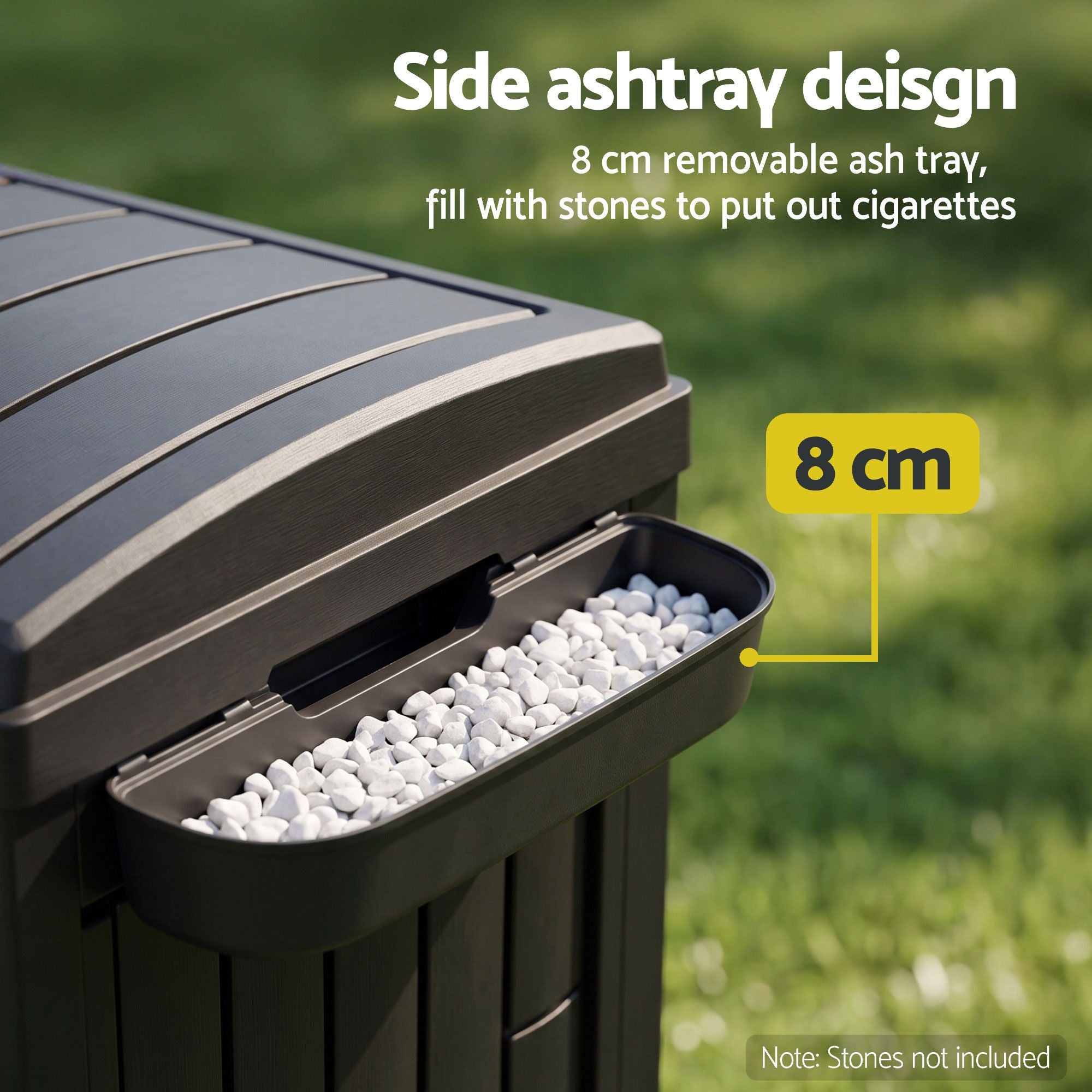 Gardeon Outdoor Trash Cans Polypropylene Patio Hideaway Bin 110L Black