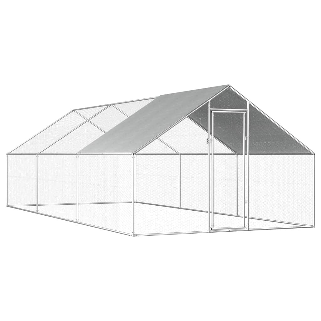 Outdoor Chicken Cage Galvanised Steel Hen House Poultry Coop Run Pen Large