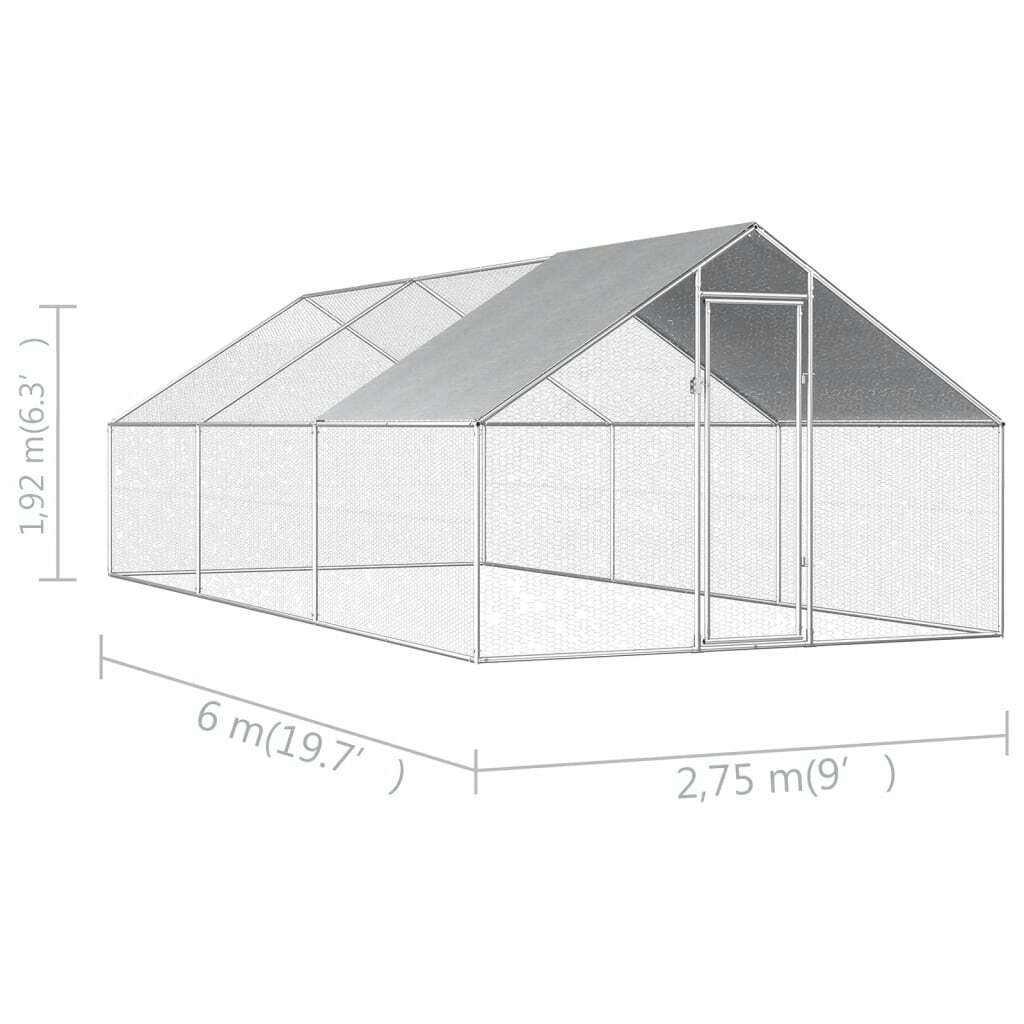 Outdoor Chicken Cage Galvanised Steel Hen House Poultry Coop Run Pen Large