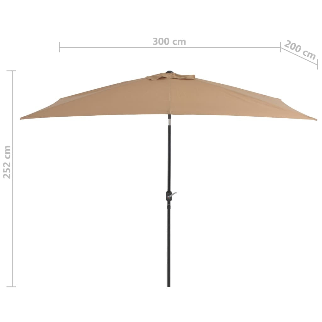 Garden Parasol with Metal Pole 300x200 cm Taupe