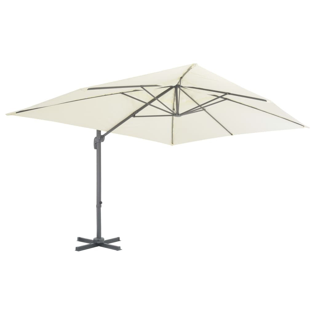 Garden Parasol with Portable Base Aluminium Frame Cantilever Patio Sand