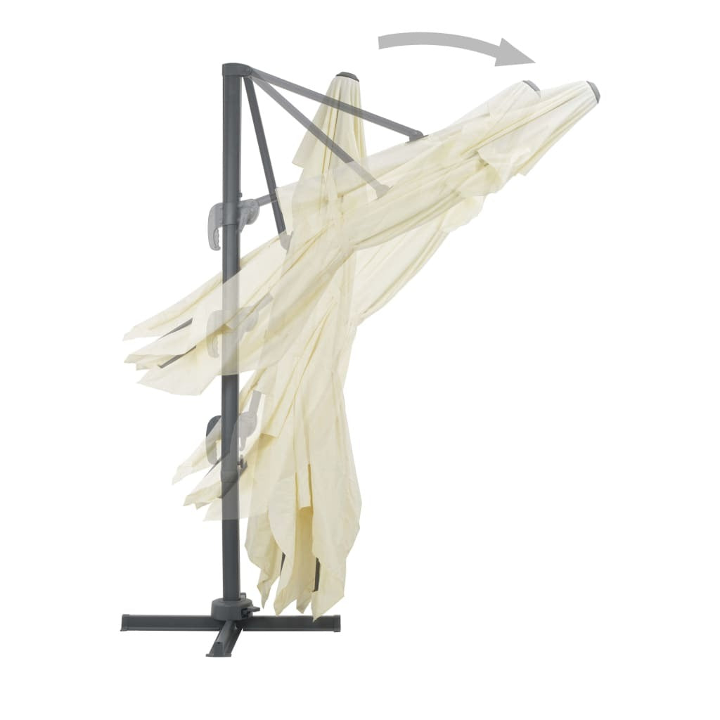 Garden Parasol with Portable Base Aluminium Frame Cantilever Patio Sand