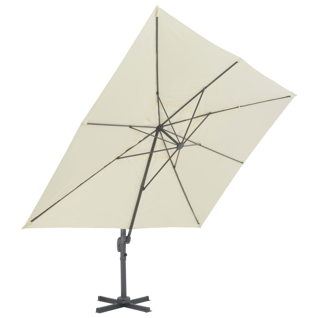 Garden Parasol with Portable Base Aluminium Frame Cantilever Patio Sand