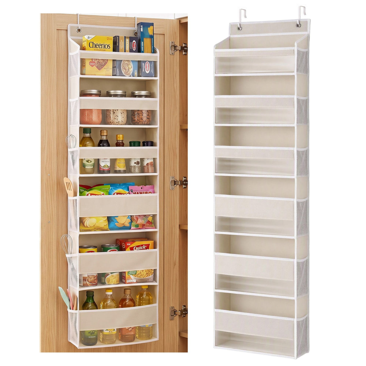 Artiss 2X Over Door Storage Hangers Pantry 6-Tier Organiser Pockets Fabric Beige