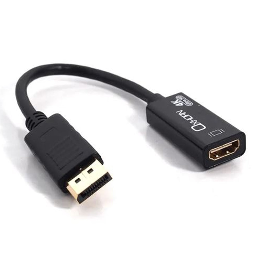 Oxhorn DisplayPort DP to HDMI Adapter Male to Female 4K 30Hz Ultra HD HDMI 1.4 Gold Plated Plug and Play 15cm Black