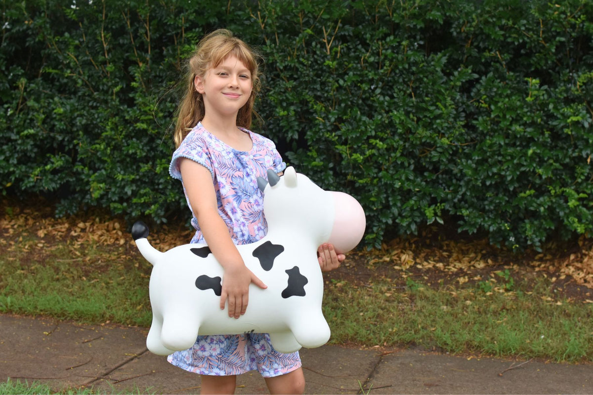 Kaper Kidz Bouncy Rider Moo Moo Cow Inflatable Kids Ride On Toy