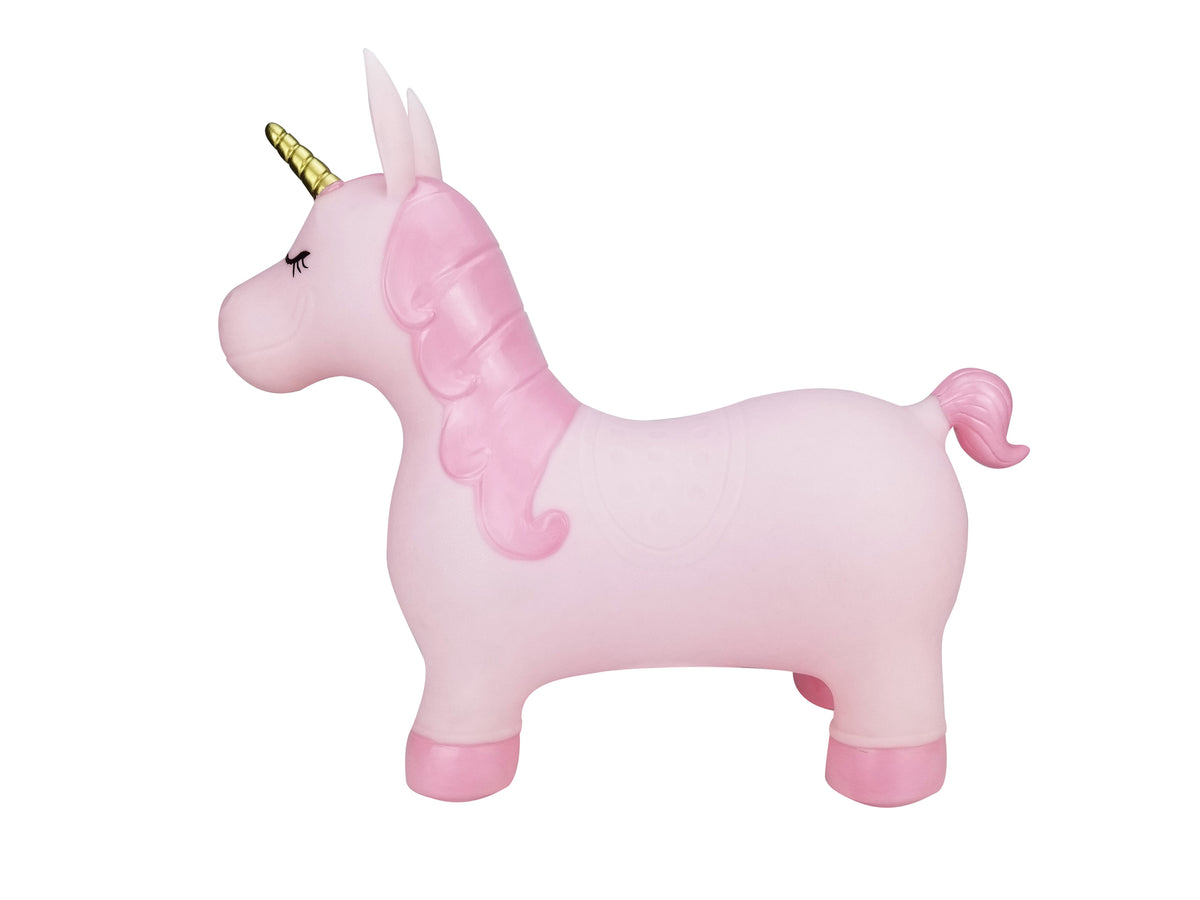 Kaper Kidz Bouncy Rider Unicorn Inflatable Kids Ride On Toy Pink