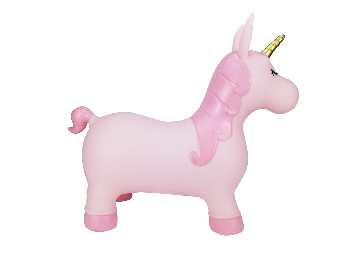 Kaper Kidz Bouncy Rider Unicorn Inflatable Kids Ride On Toy Pink