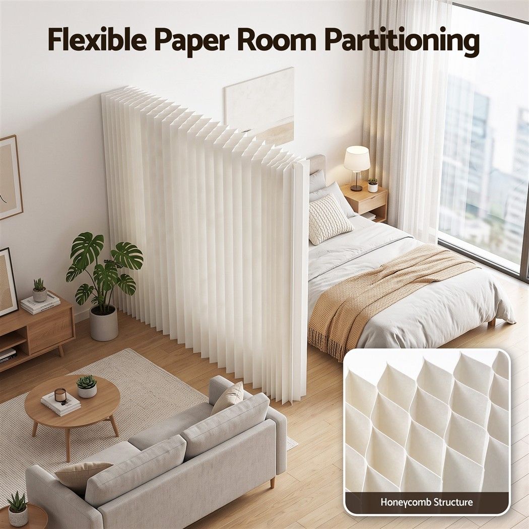 Artiss Paper Room Divider Folding Screen Honeycomb Privacy Freestanding White
