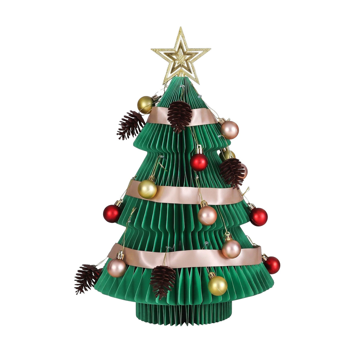 Jingle Jollys Paper Christmas Tree Tabletop 47CM Topper Green DIY Ornament Set
