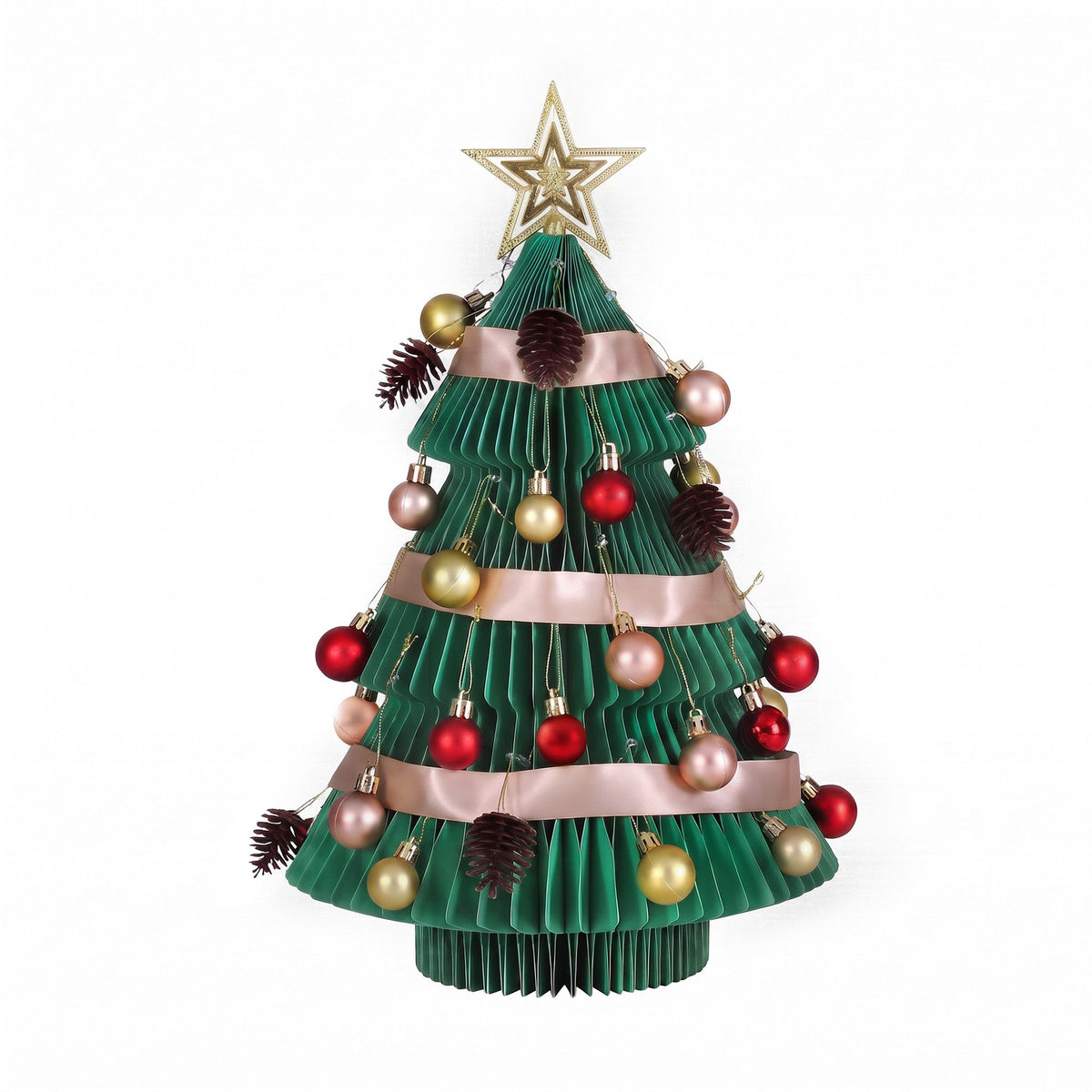 Jingle Jollys Paper Christmas Tree Tabletop 61CM Topper Green DIY Ornament Set