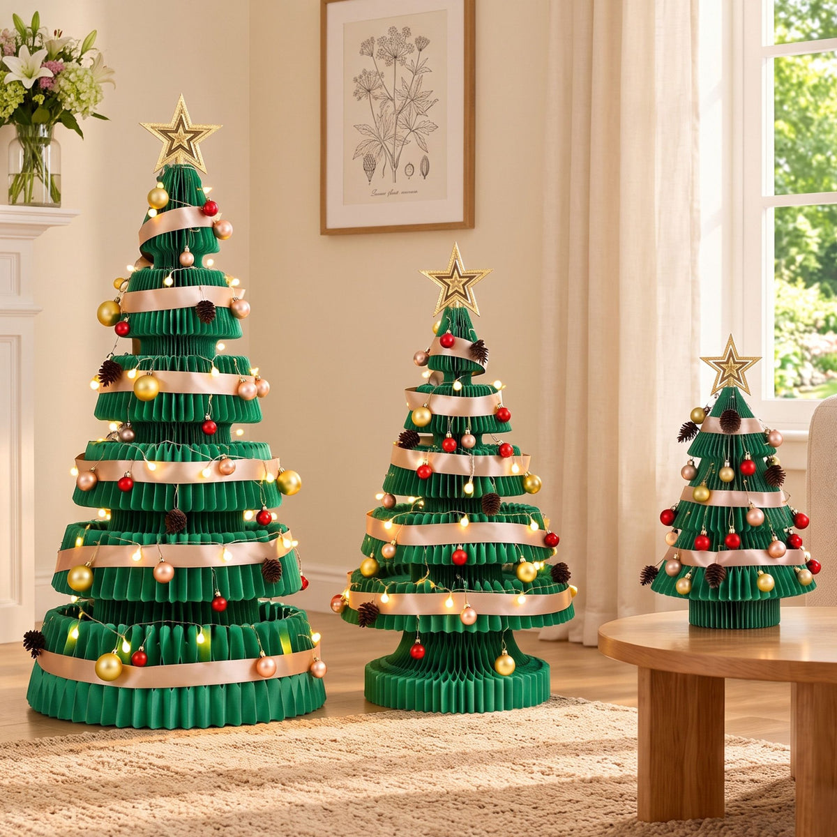 Jingle Jollys 3PCS Christmas Tree Decoration Lights Foldable Easy Setup Tree