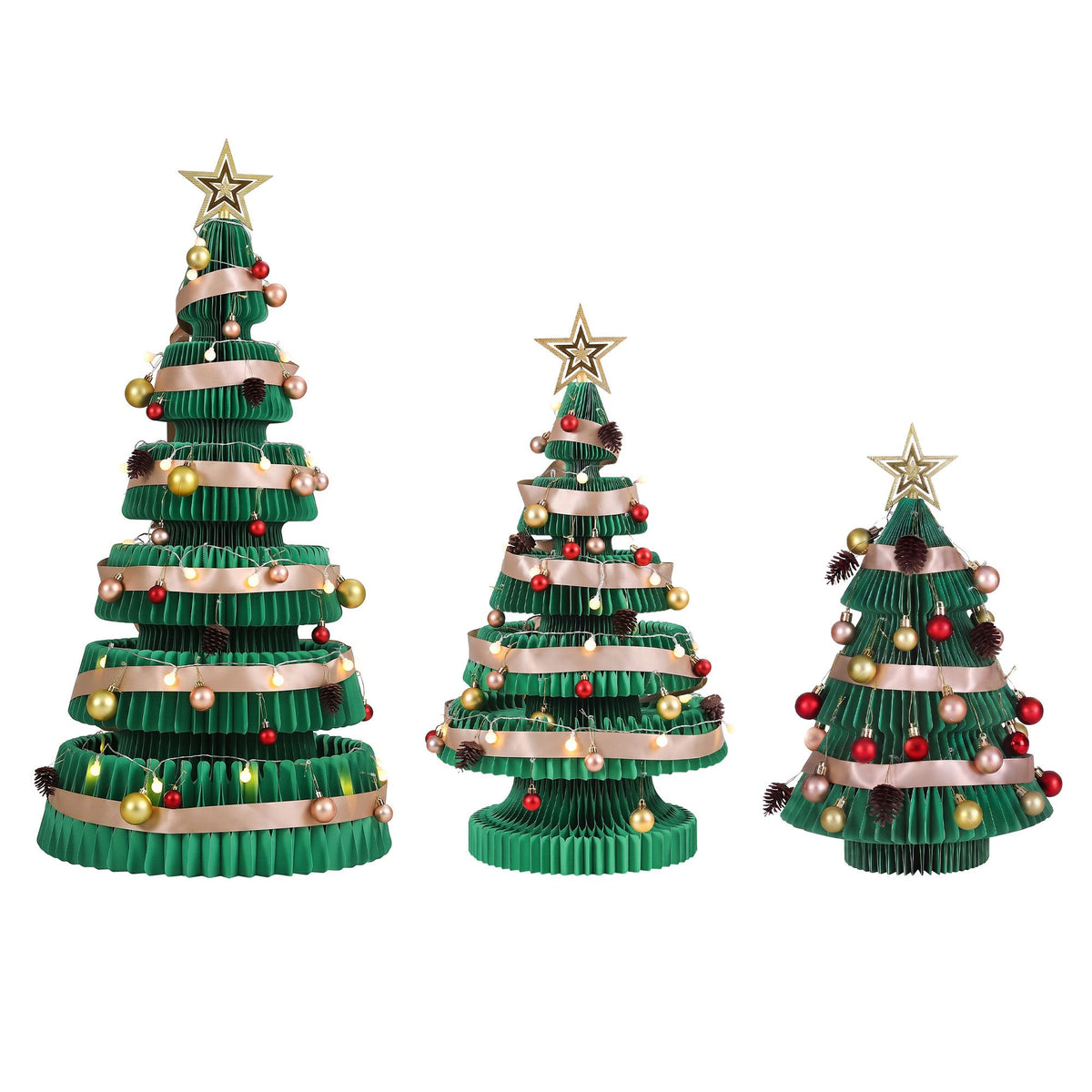 Jingle Jollys 3PCS Christmas Tree Decoration Lights Foldable Easy Setup Tree