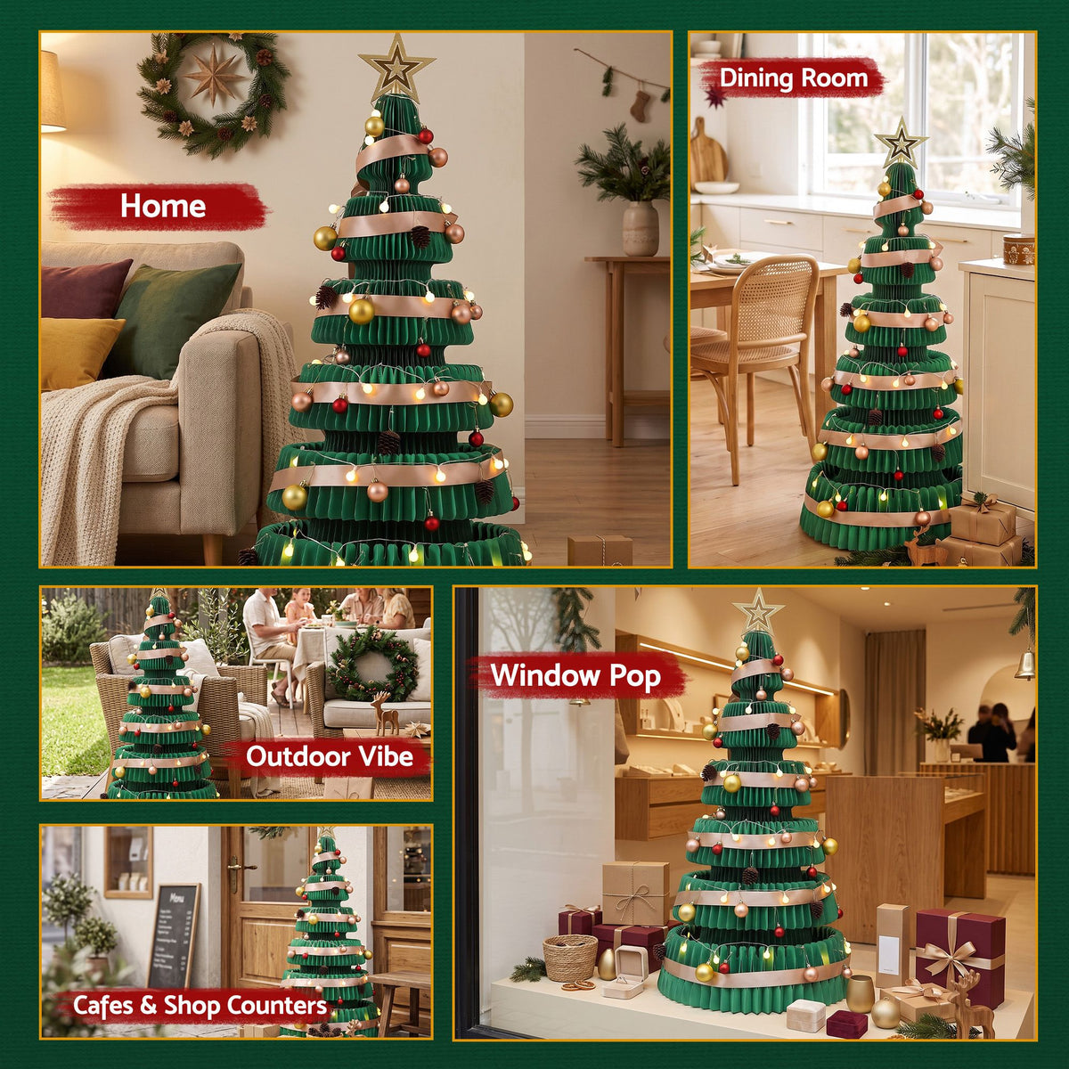Jingle Jollys 3PCS Christmas Tree Decoration Lights Foldable Easy Setup Tree