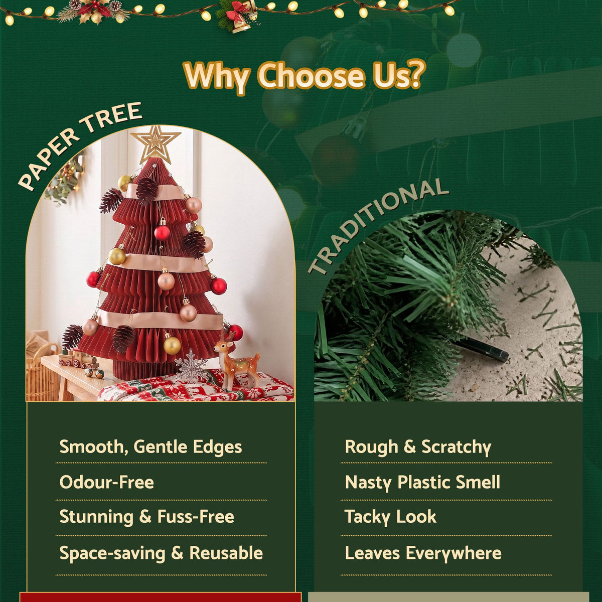 Jingle Jollys 2X Folding Christmas Tree Honeycomb 3D 47cm Red&Green