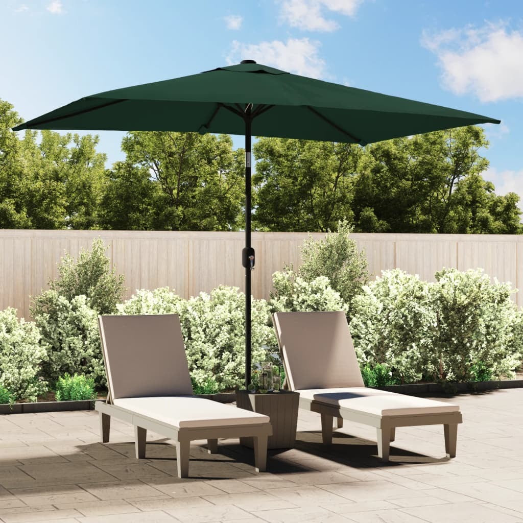 Garden Parasol Rectangular 200x300cm Steel Pole Crank Tilt UV Protect Green