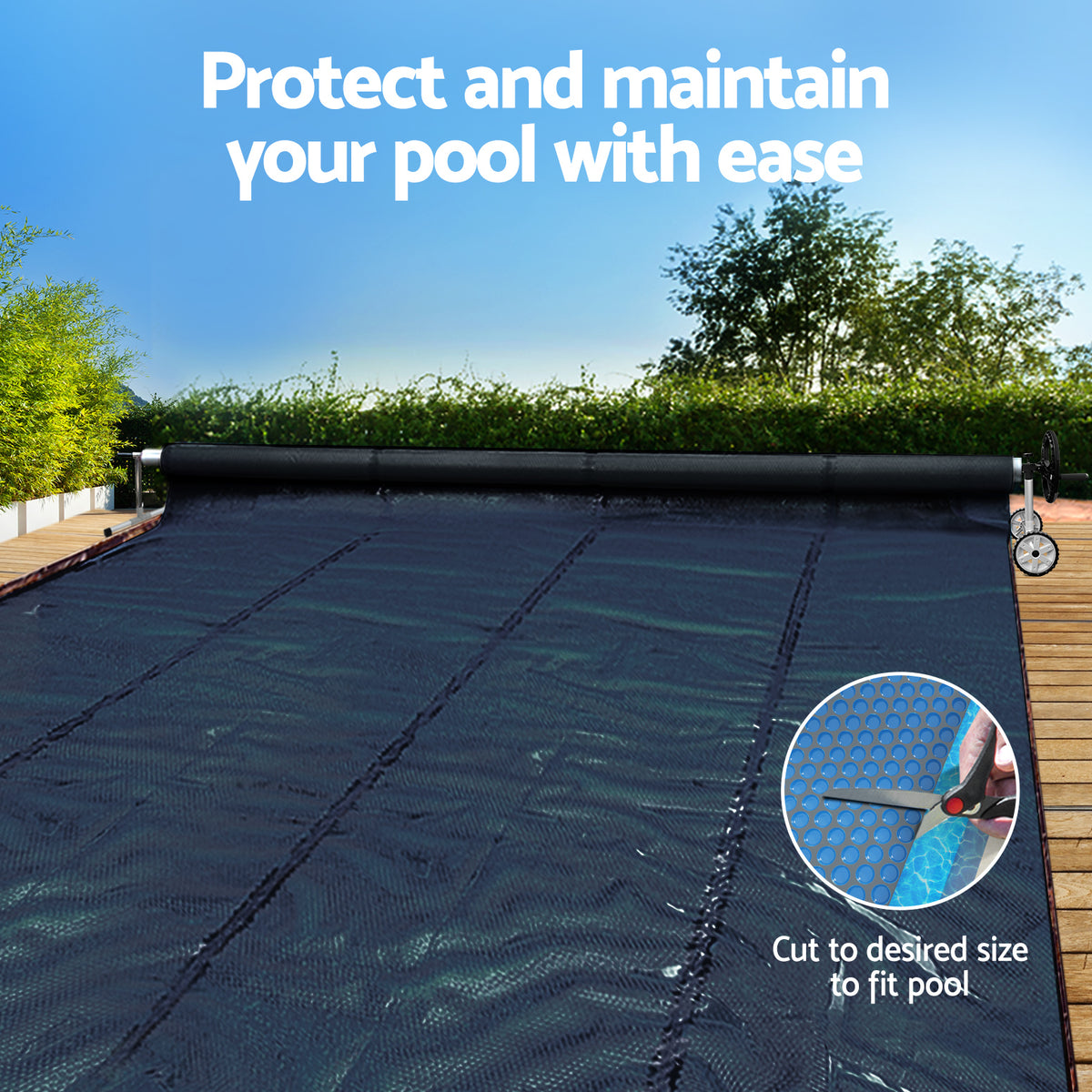 Aqua Buddy Pool Cover 600 Micron 10x4m w/ Roller 4m Swimming Pools Black Solar Blanket