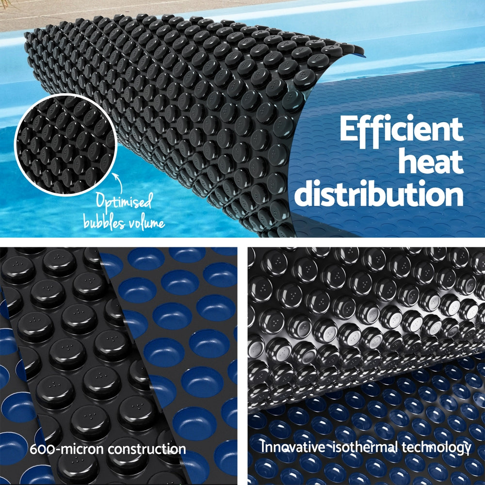 Aqua Buddy Pool Cover 600 Micron 11x4.8m Swimming Pool Solar Blanket Blue Black
