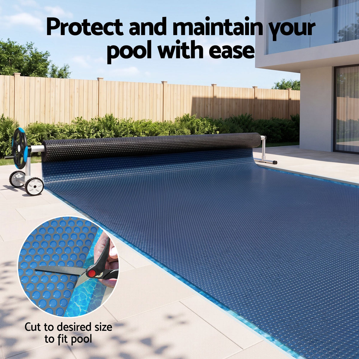 Aqua Buddy Pool Cover 500 Micron 9.5x5m w/ Blue Roller 5.55m Swimming Pools Black Solar Blanket
