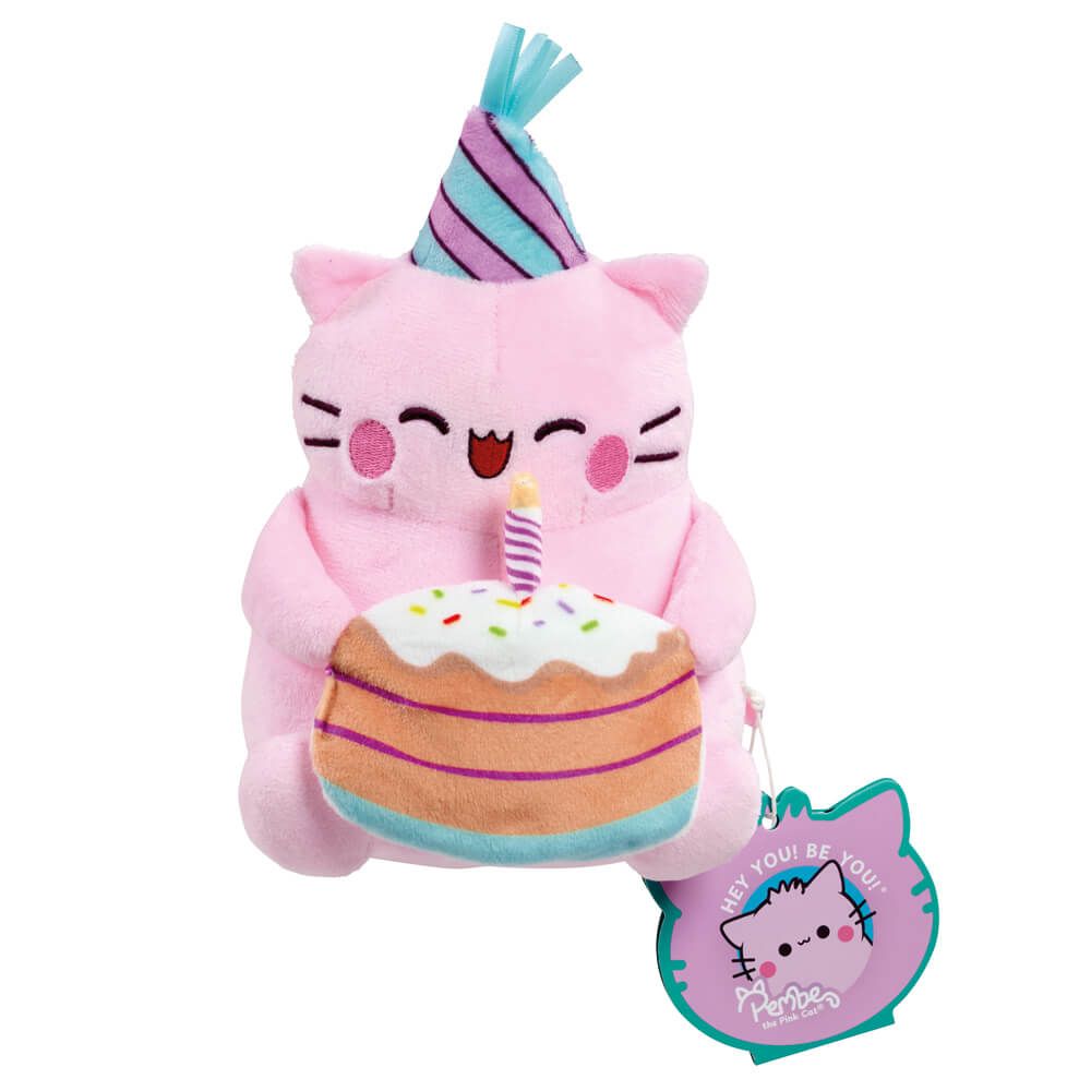 Pembe The Pink Cat Happy Birthday Small Plush Toy Cake Party Hat Keepsake Gift