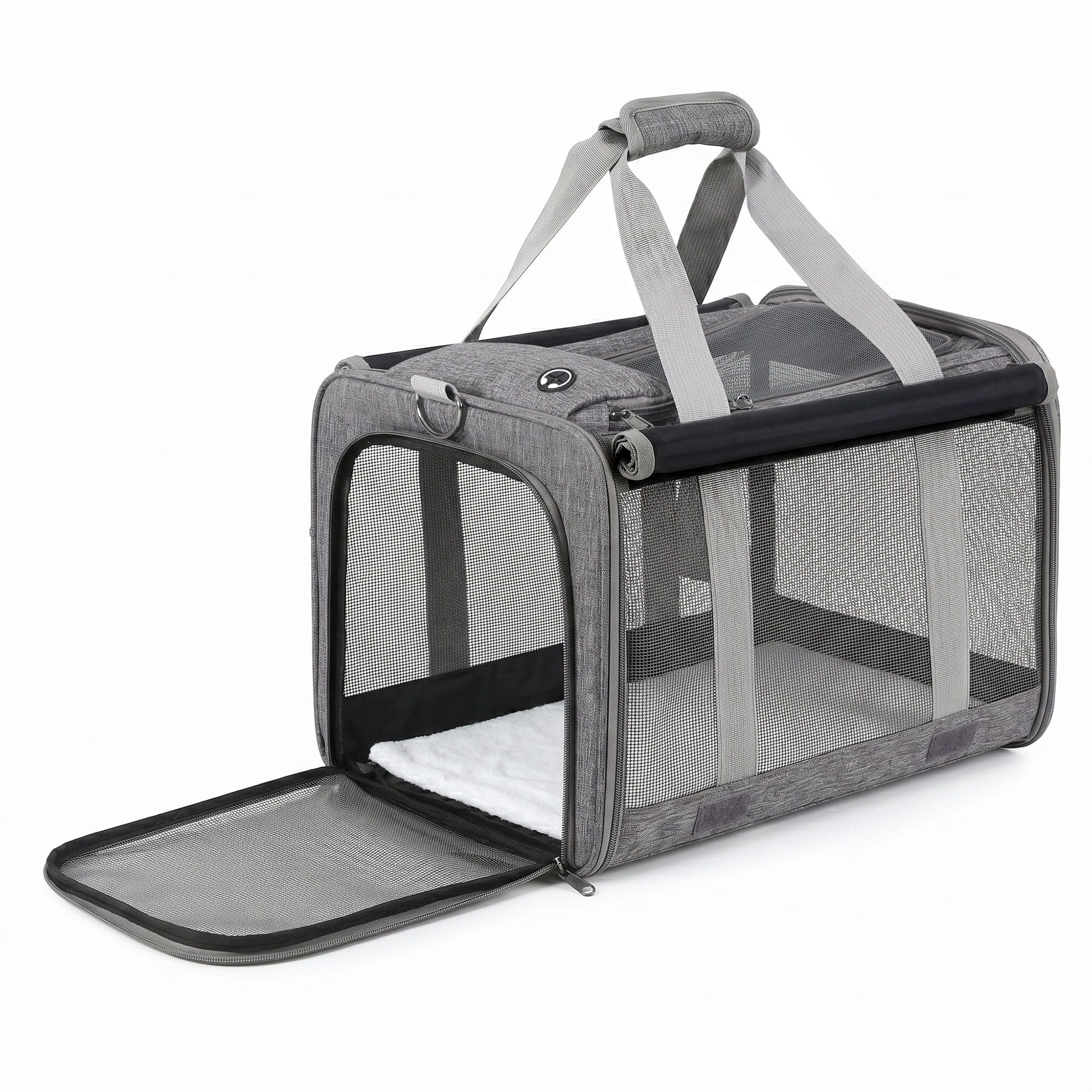 i.Pet Foldable Pet Carrier Bag Durable Travel Crate Portable Dog Cat Kennel Grey