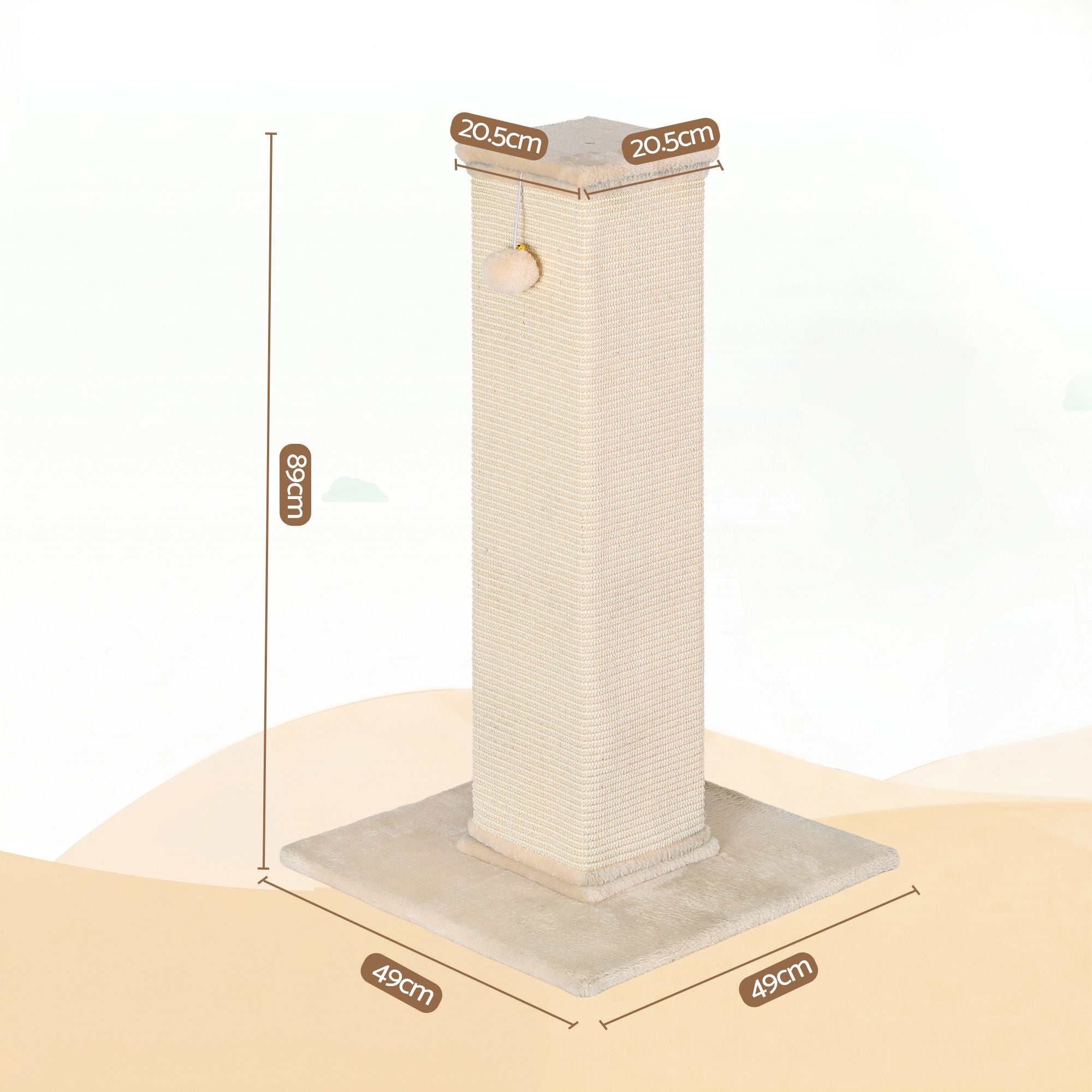 iPet 89cm Cat Tree Scratching Post Tower Wood Condo Bed House Beige Trees