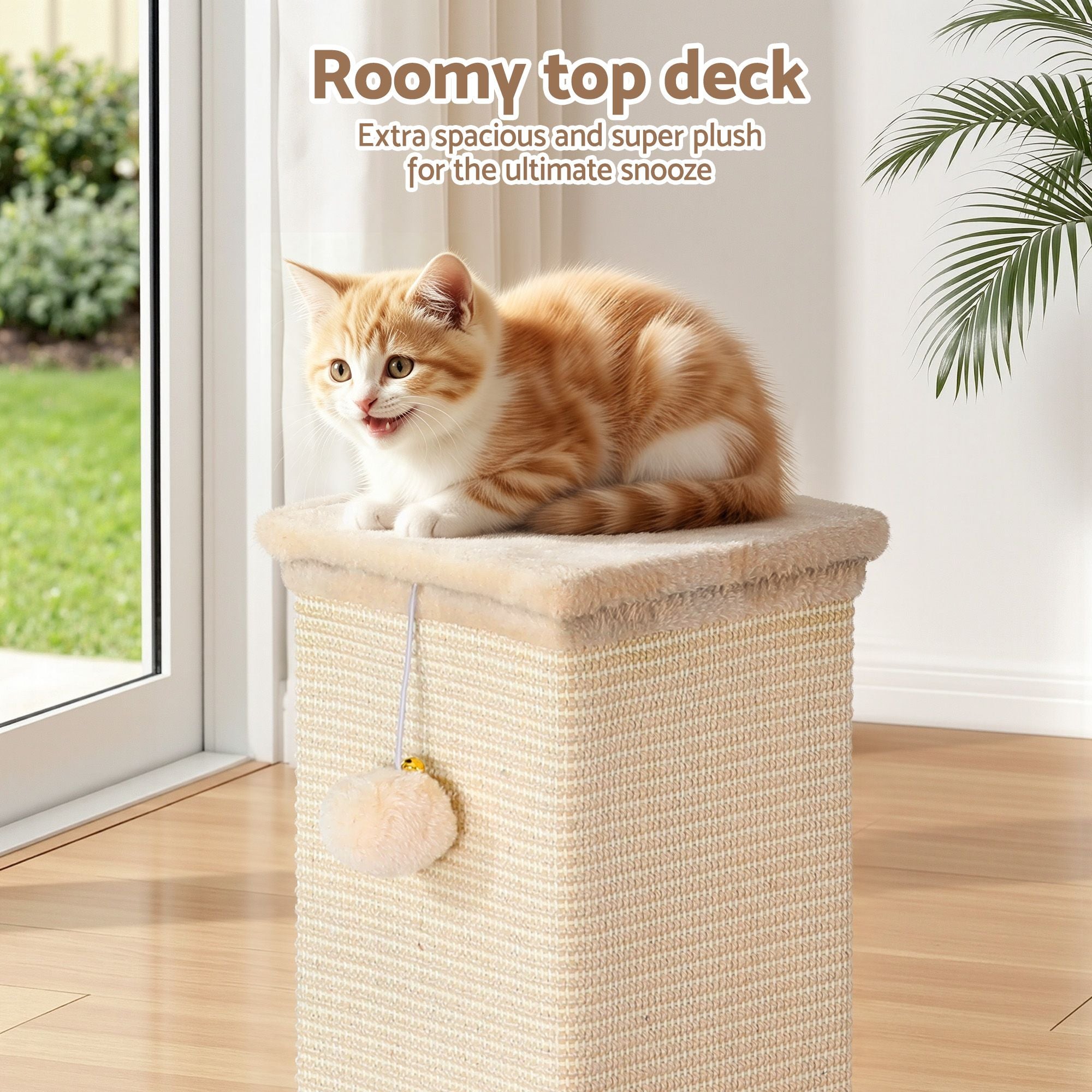 iPet 89cm Cat Tree Scratching Post Tower Wood Condo Bed House Beige Trees