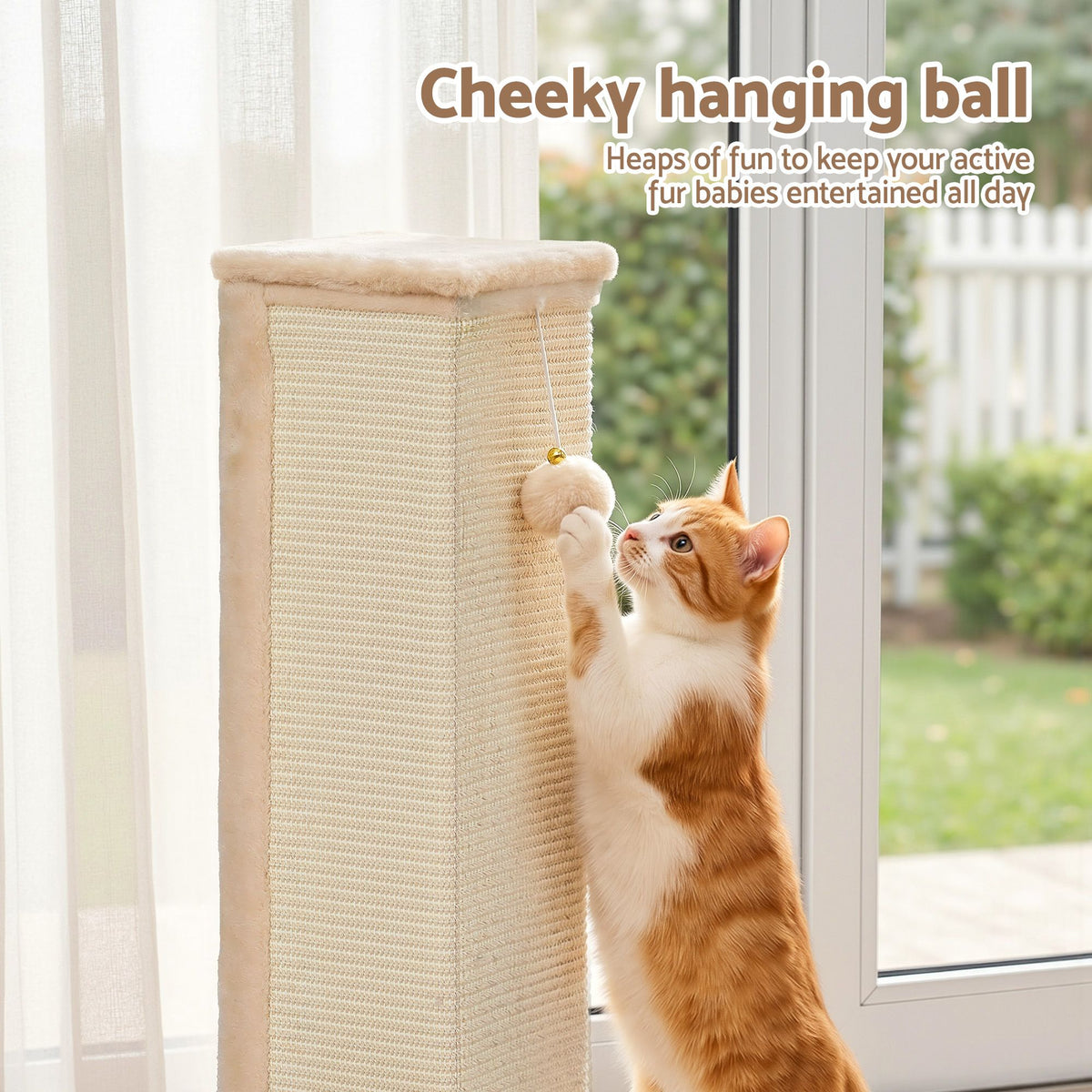 iPet 89cm Cat Tree Scratching Post Tower Wood Condo Bed House Beige Trees