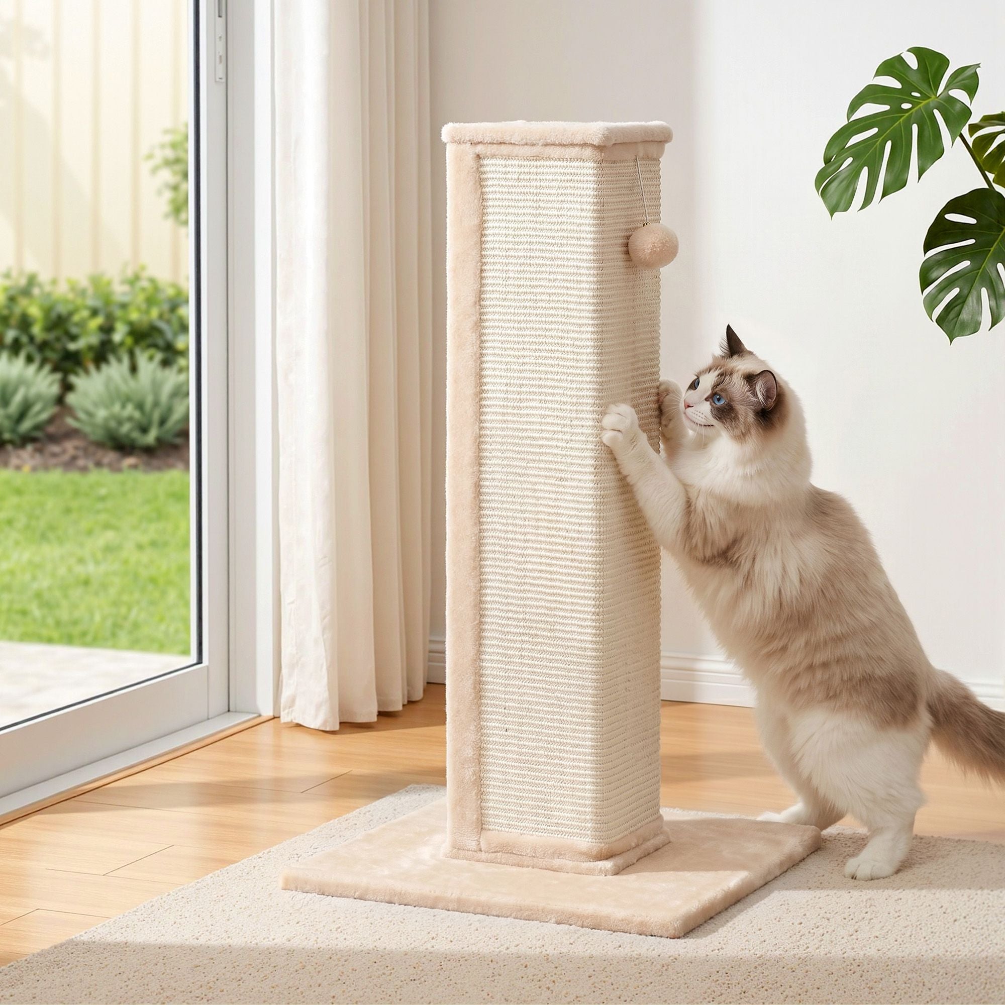 iPet 89cm Cat Tree Scratching Post Tower Wood Condo Bed House Beige Trees