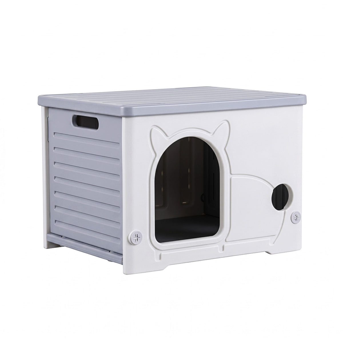 i.Pet Cat House Enclosed Shelter Stackable Bench Box Outdoor Indoor Grey